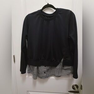 Mock 2-piece Layered Sweatshirt with Plaid Hem